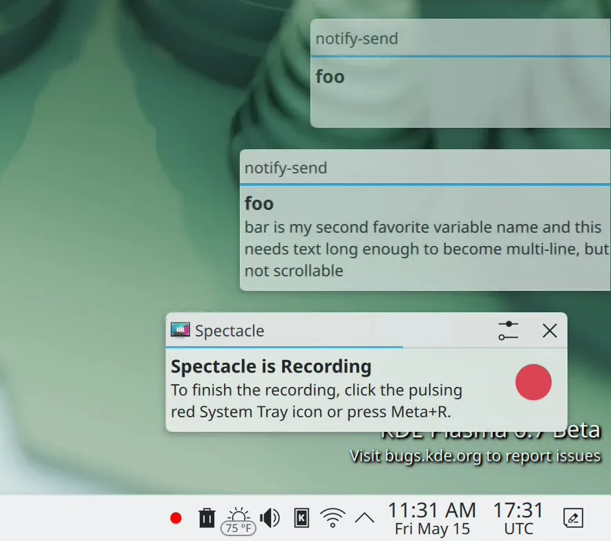 KDE Plasma 6.7 desktop notifications