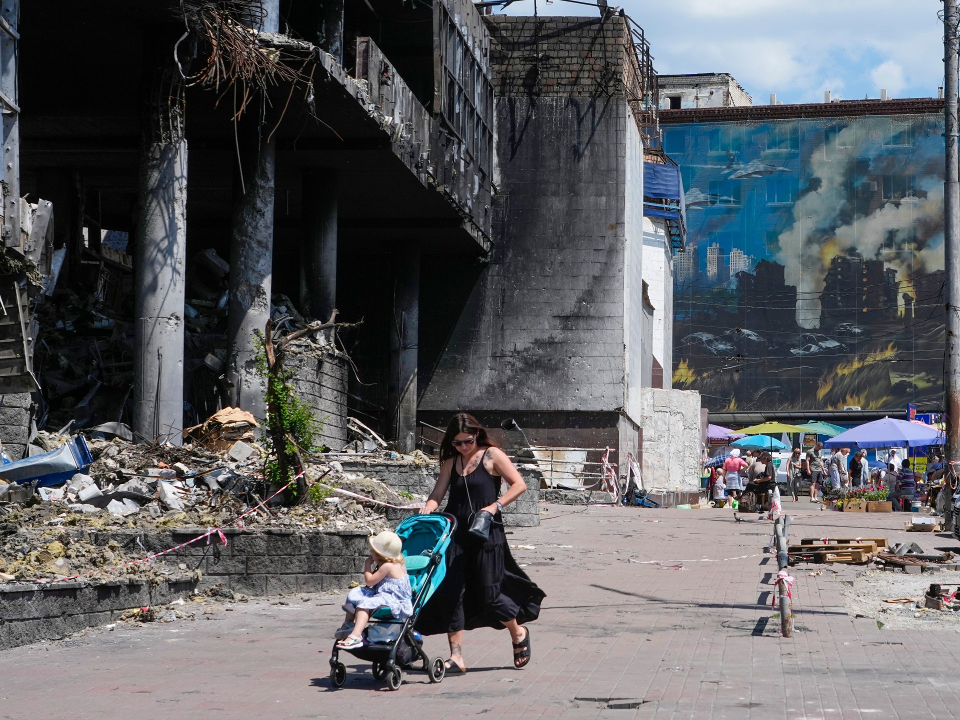 Aftermath of missile strike in Ukraine