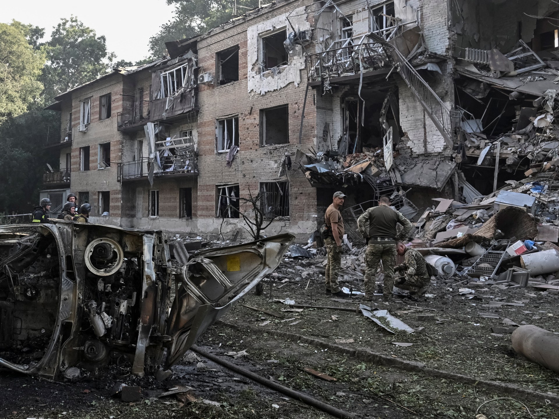 Aftermath of Russian missile strikes on a Ukrainian city