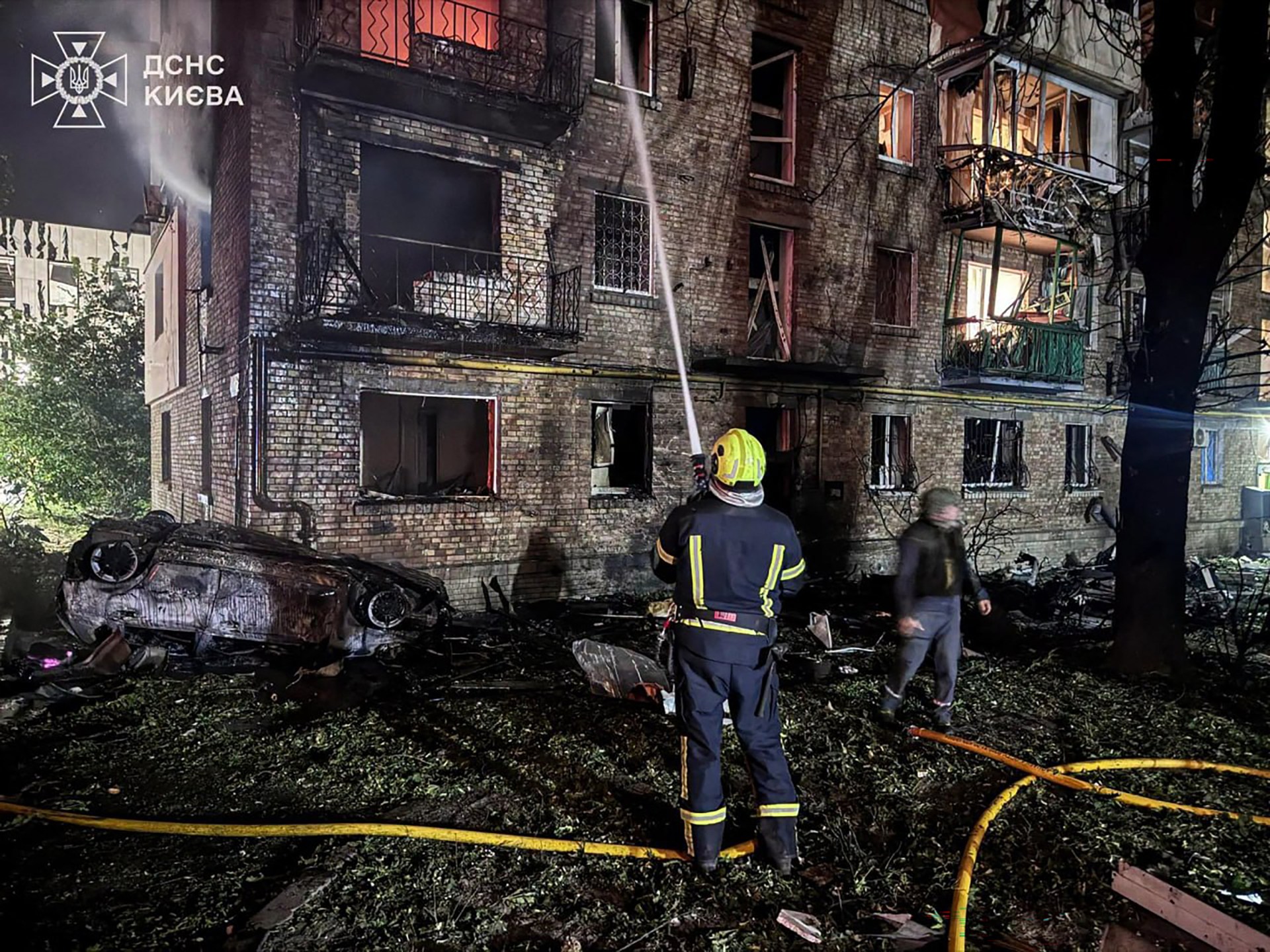 Aftermath of Russia's ballistic-missile strike on Kyiv