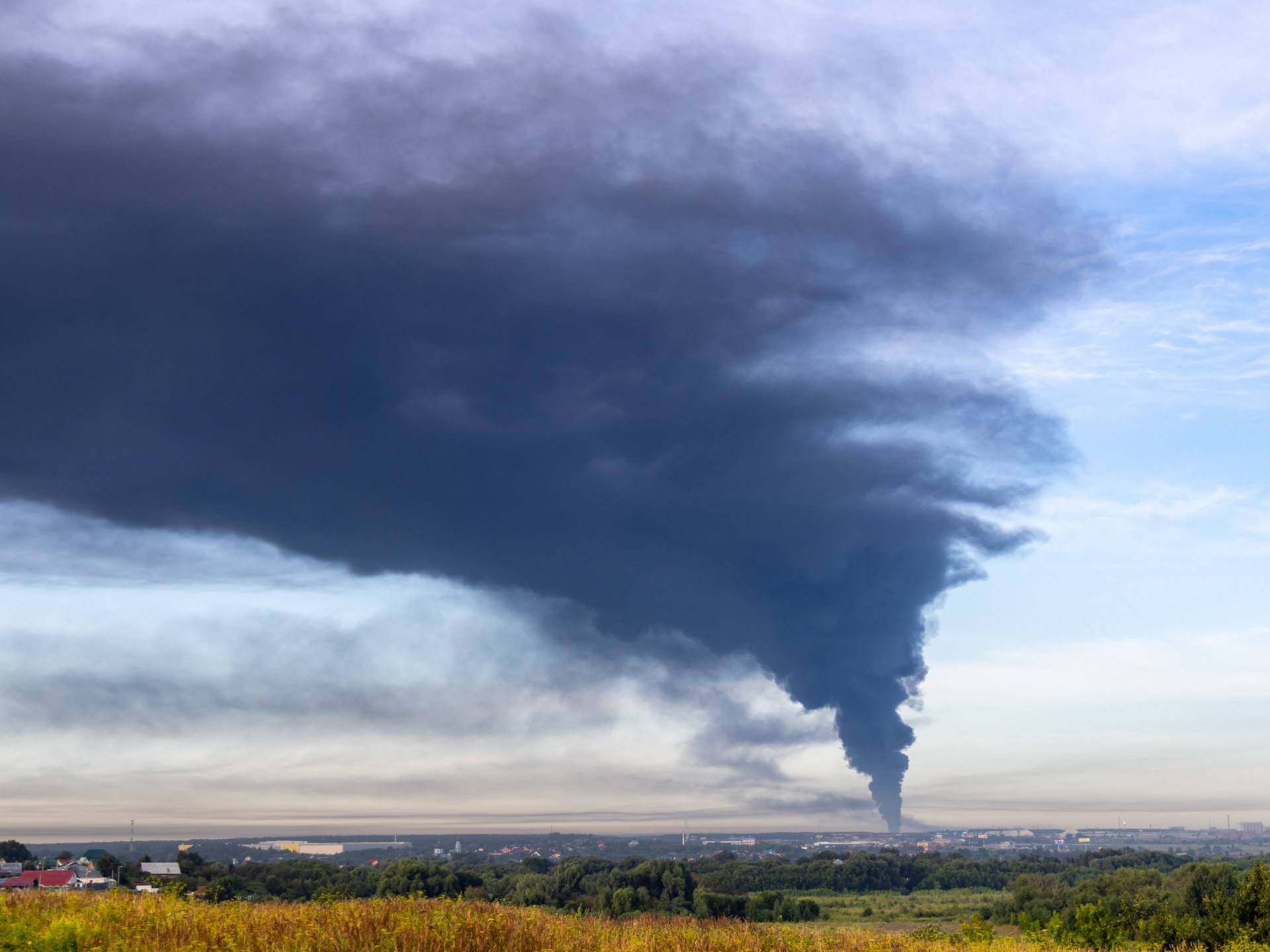 Smoke rises after a Russian strike near Odesa