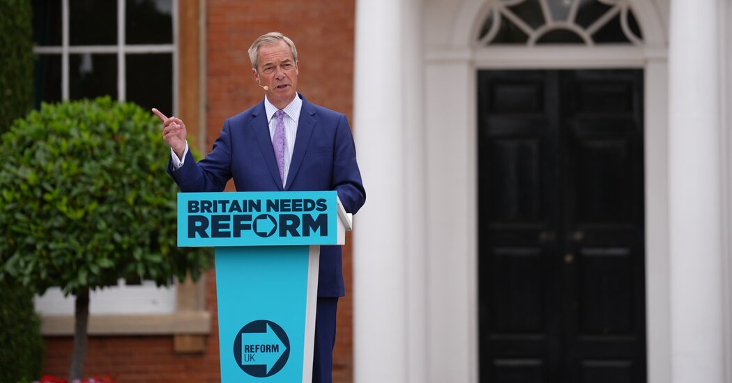 Nigel Farage at a Reform UK rally