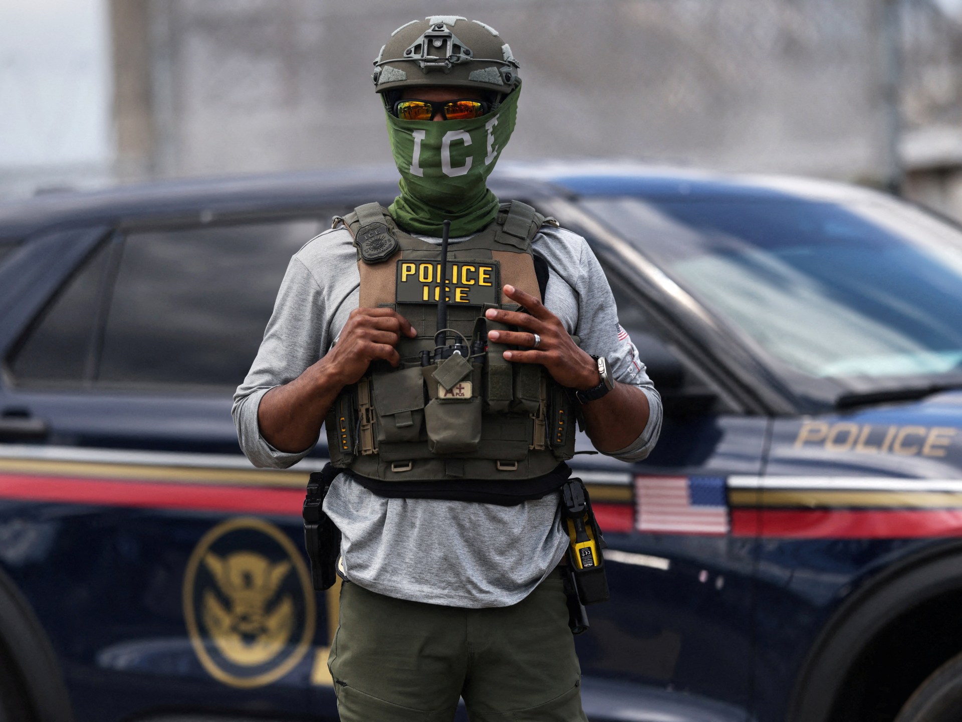 US Immigration and Customs Enforcement agents conducting an operation