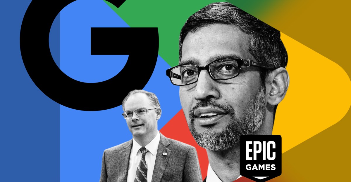 Epic vs Google antitrust courtroom illustration
