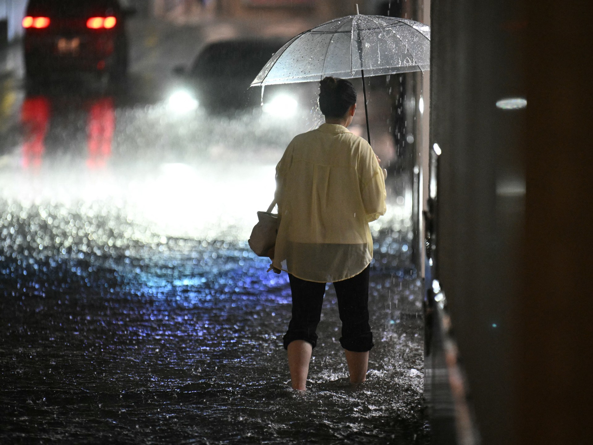 Flooded streets in Chiba prefecture, Japan during record rainfall