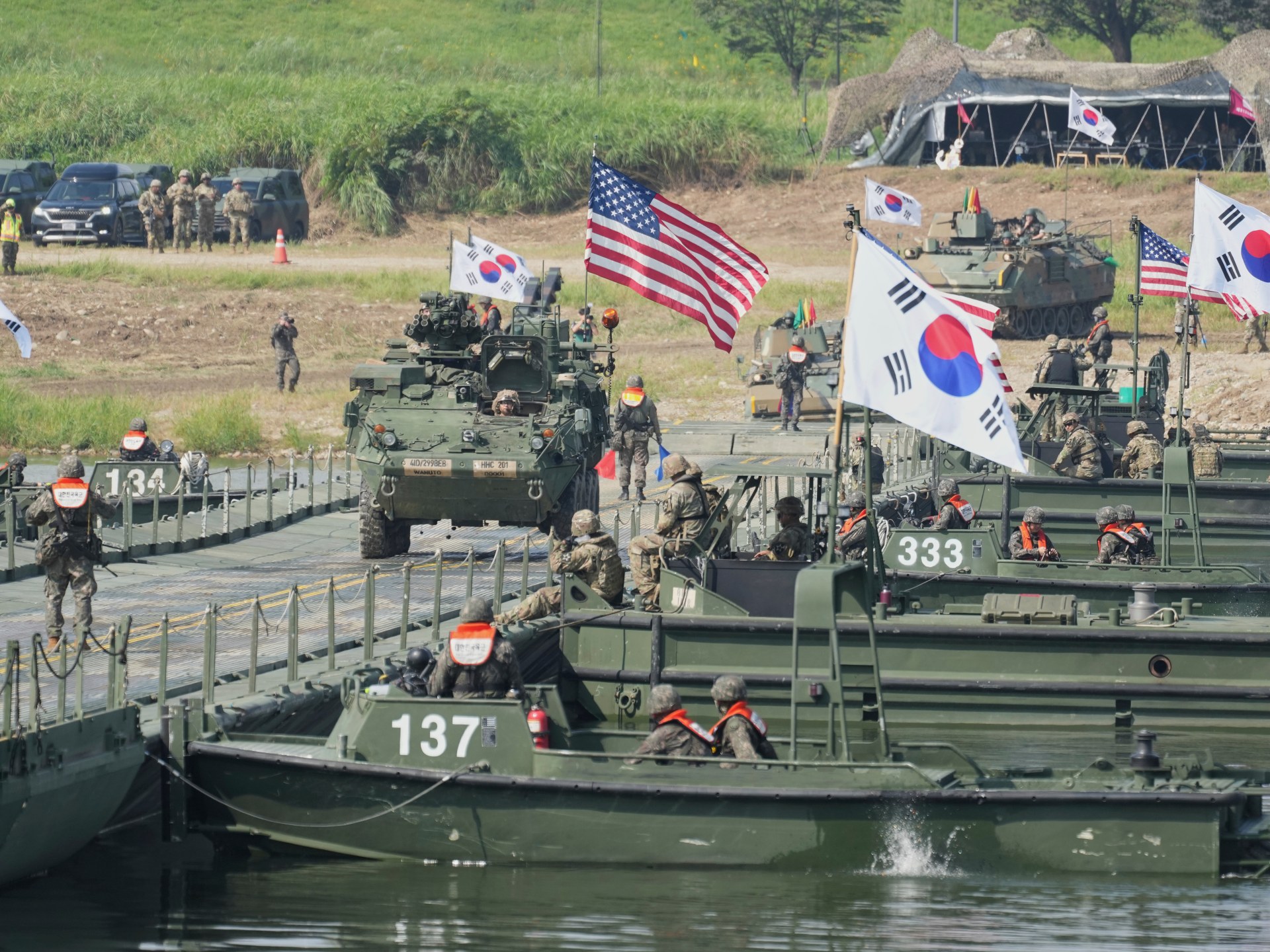 North Korean military personnel in formation