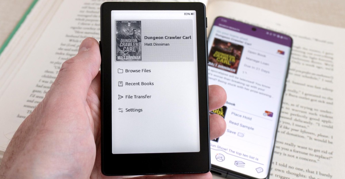 Xteink e-reader displaying Libby app interface