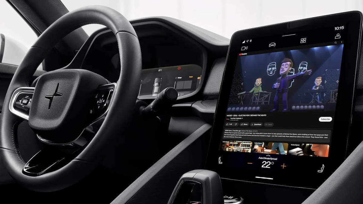 Android Auto dashboard showing YouTube video playback