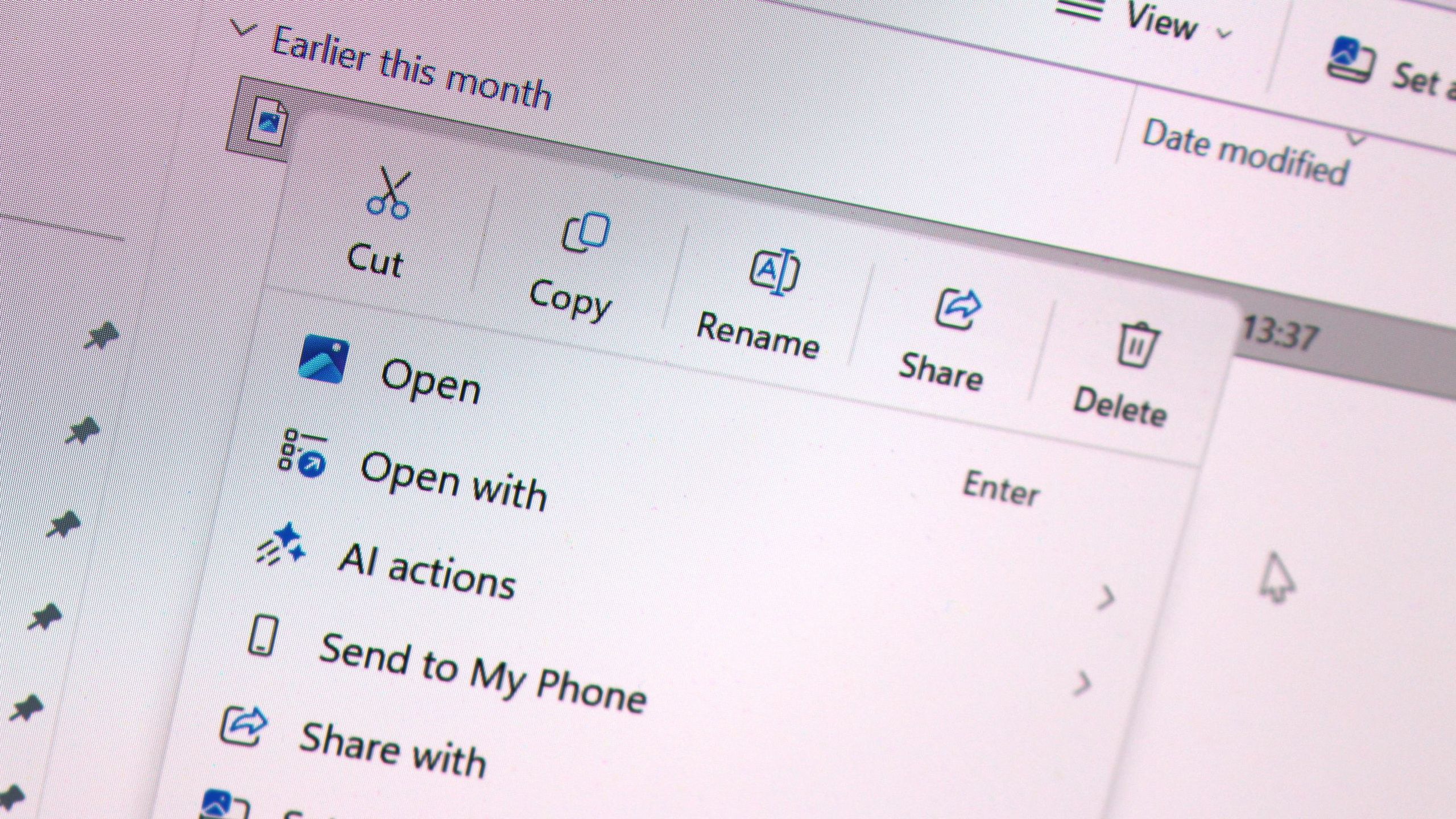 Windows 11 context menu interface