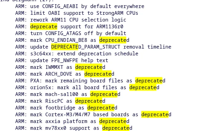 Linux kernel ARM deprecation