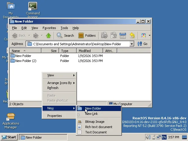 ReactOS desktop