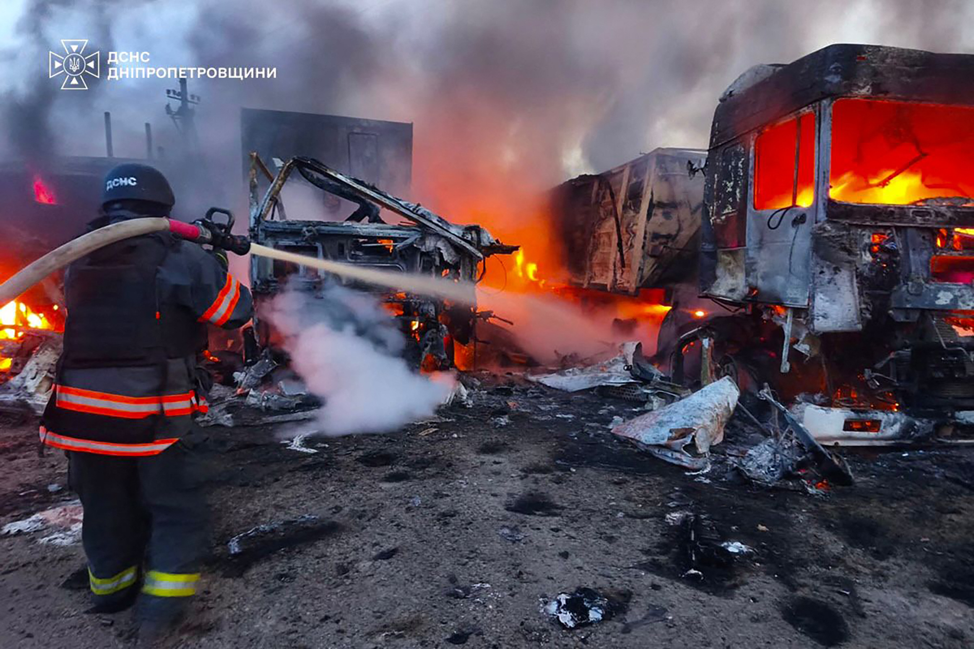 Destruction from strikes on Ukrainian territory during ongoing conflict