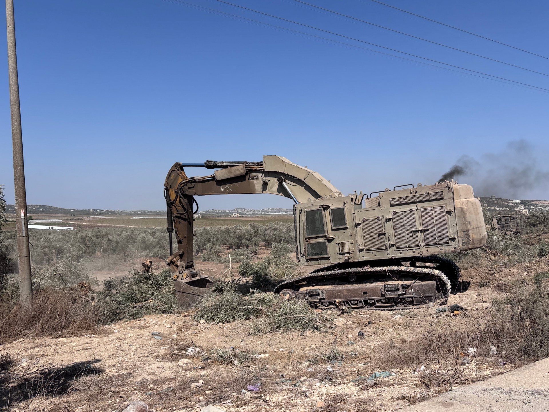 Destroyed Palestinian farmland in the West Bank