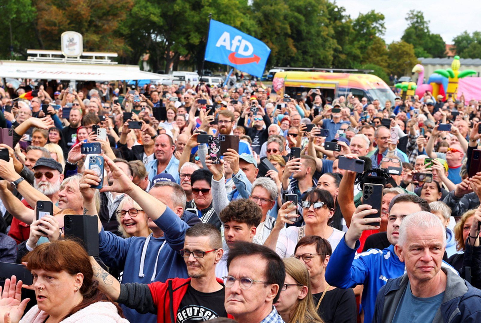 German far-right AfD party supporters at state election rally