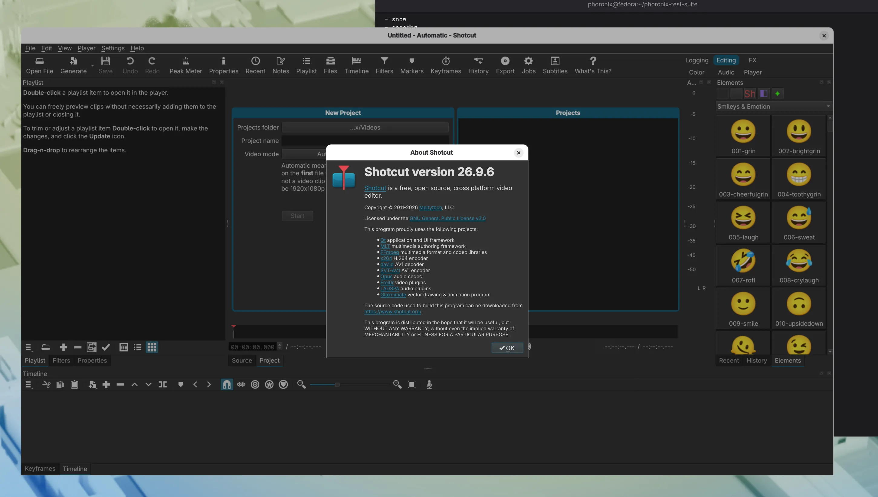 Shotcut video editor interface