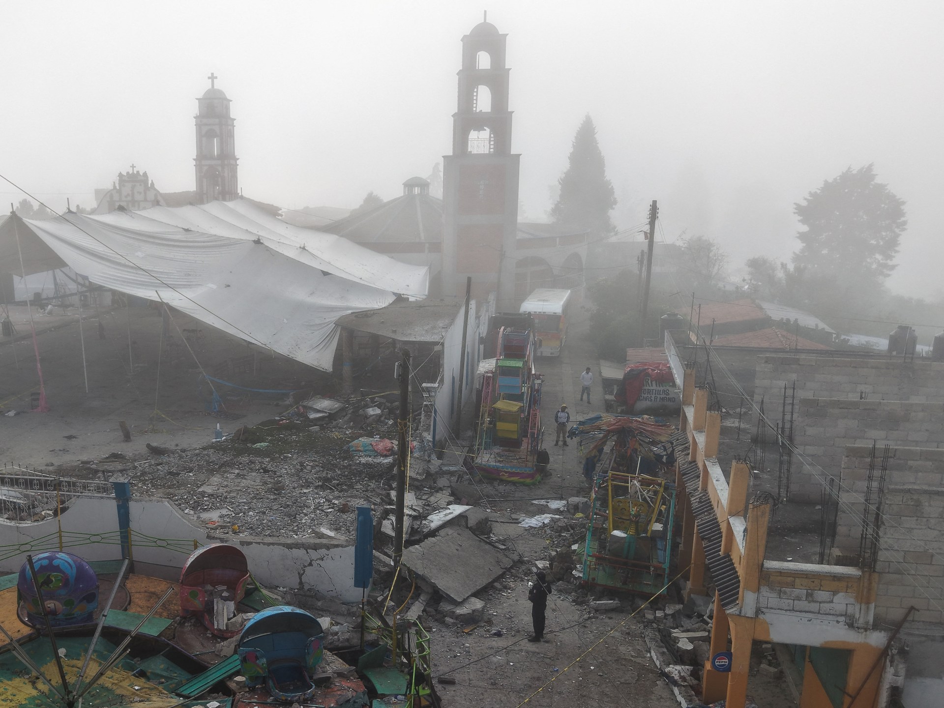 Mexico fireworks festival blast debris and emergency response