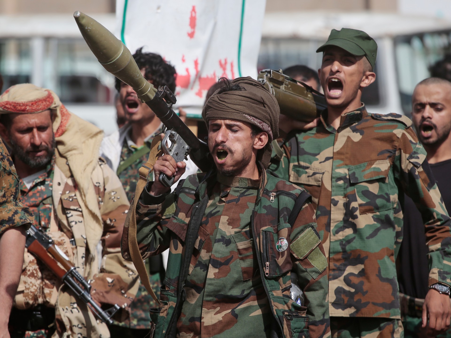 Houthi fighters in western Yemen