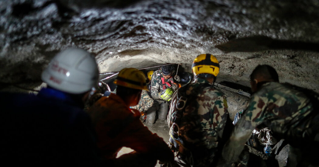 Rescue work at the flooded hydropower tunnel in Nepal