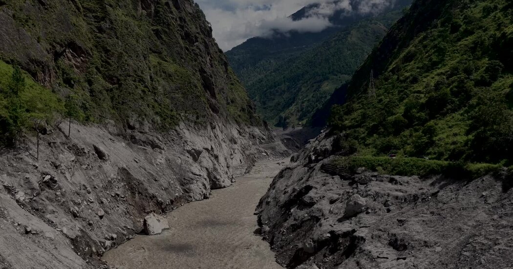Flood damage in a Himalayan valley in Nepal