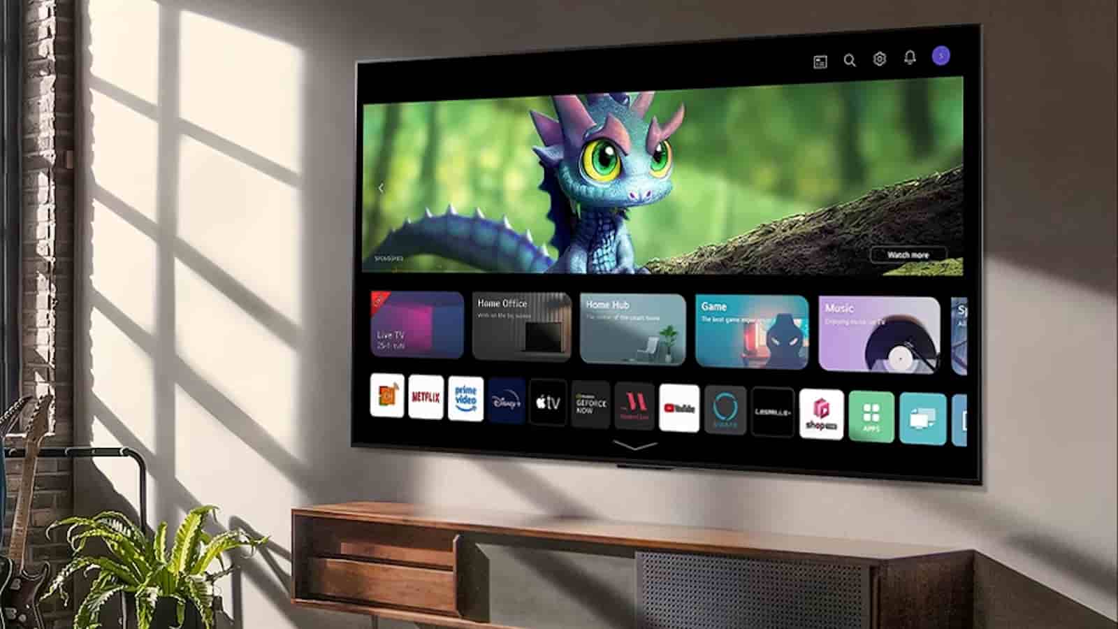 LG smart TV on a stand