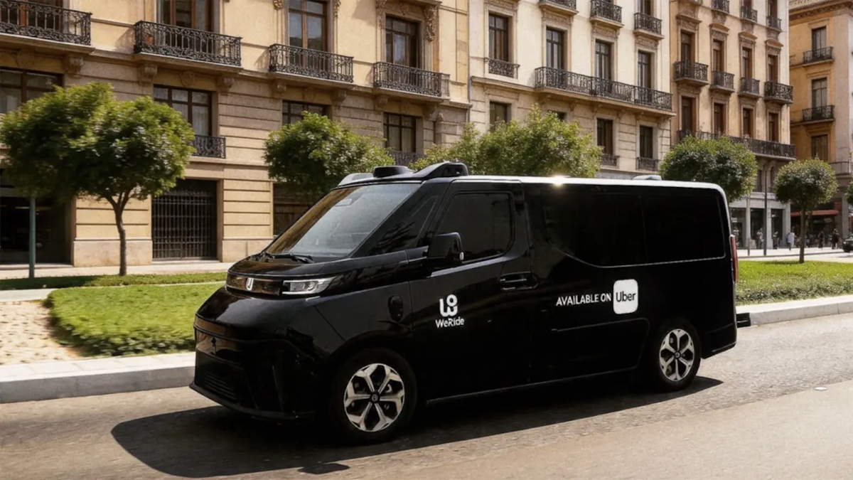 Autonomous robotaxi on a city street
