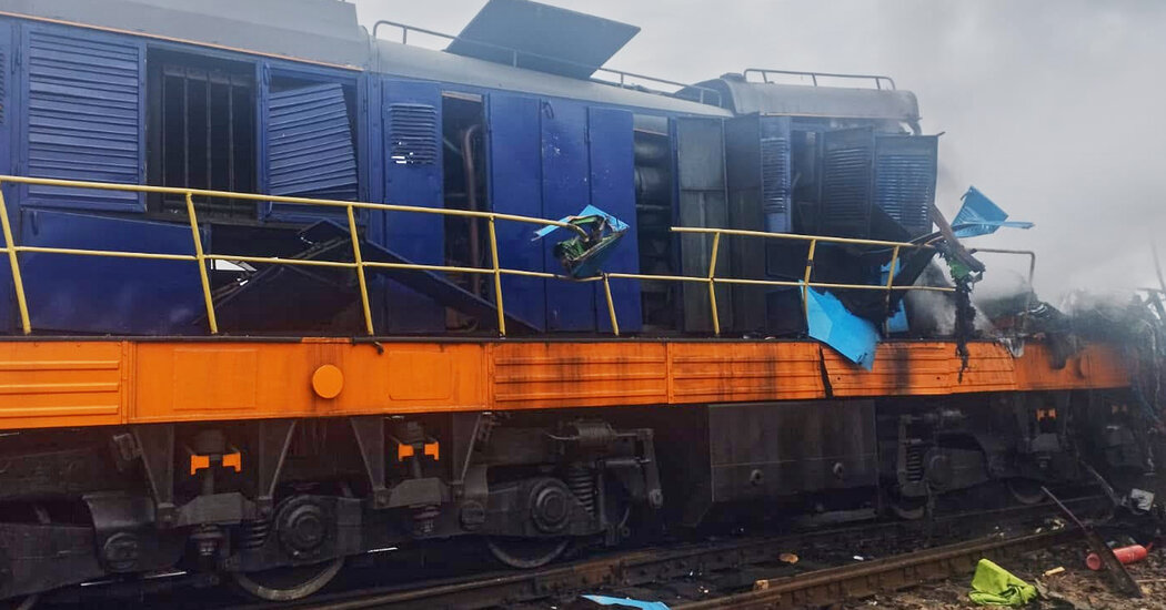 Rail station in Ukraine after a Russian drone strike