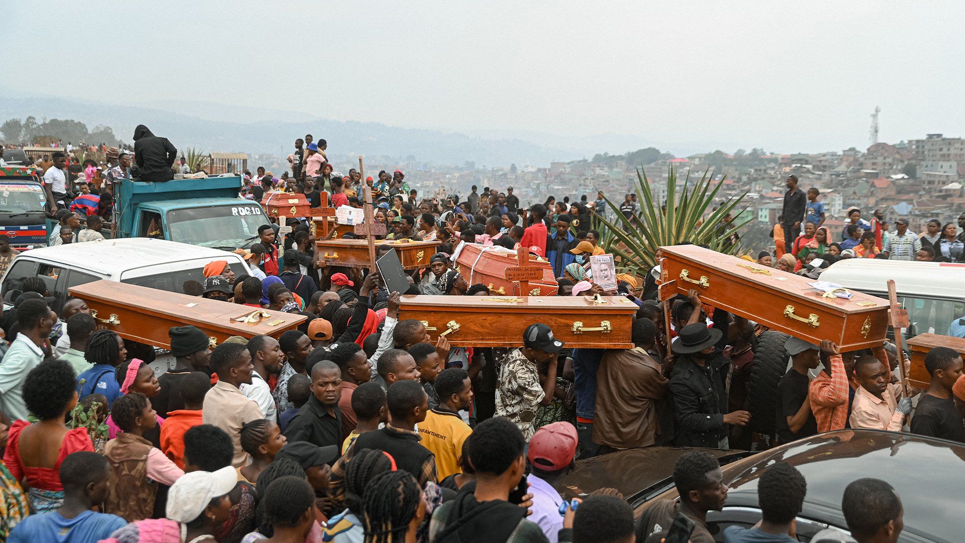 Mourners at a memorial service in DR Congo
