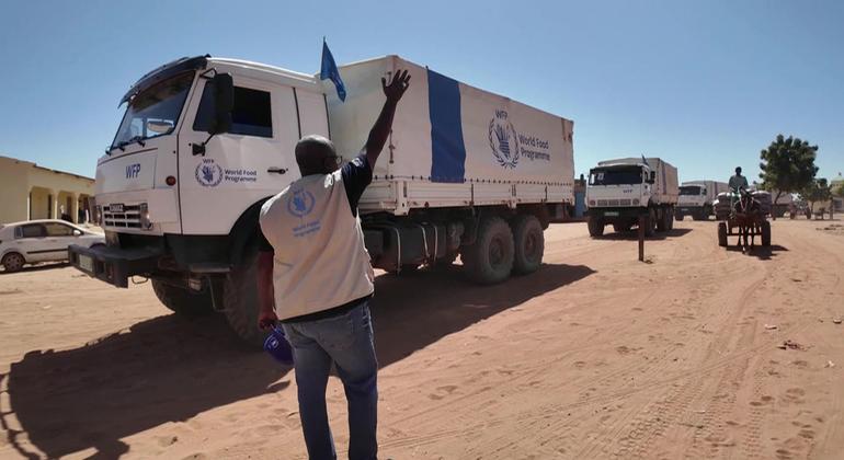Humanitarian aid distribution scene