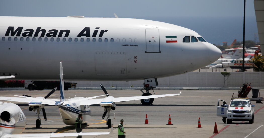 Grounded Iranian airliner amid sanctions