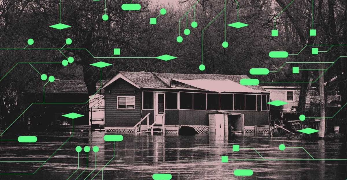 Flash flood waters rising near a home