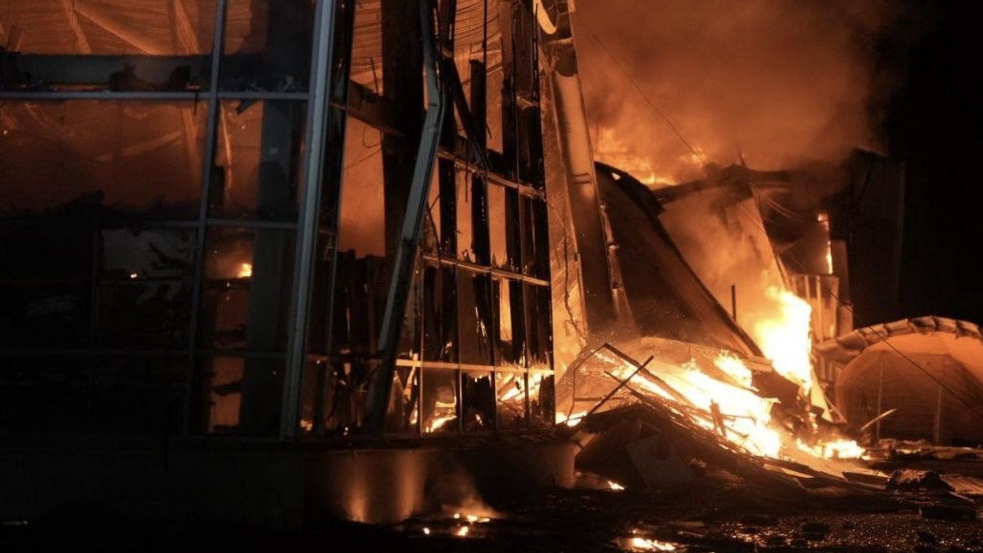 Fire and smoke after a strike in Zaporizhzhia, Ukraine