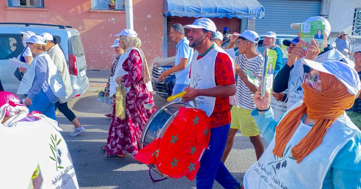 Young voters in Morocco at a polling station