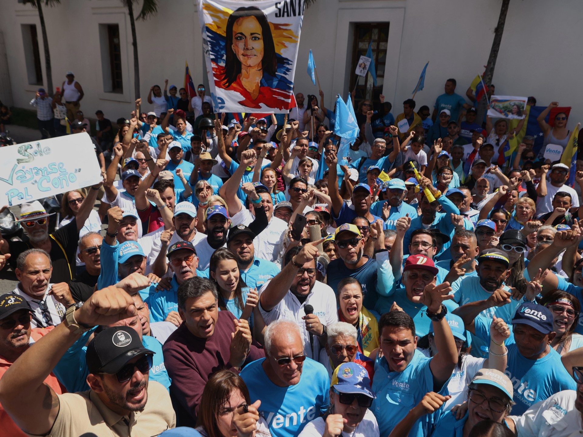 Venezuelan opposition rally demanding elections and return of exiled leader