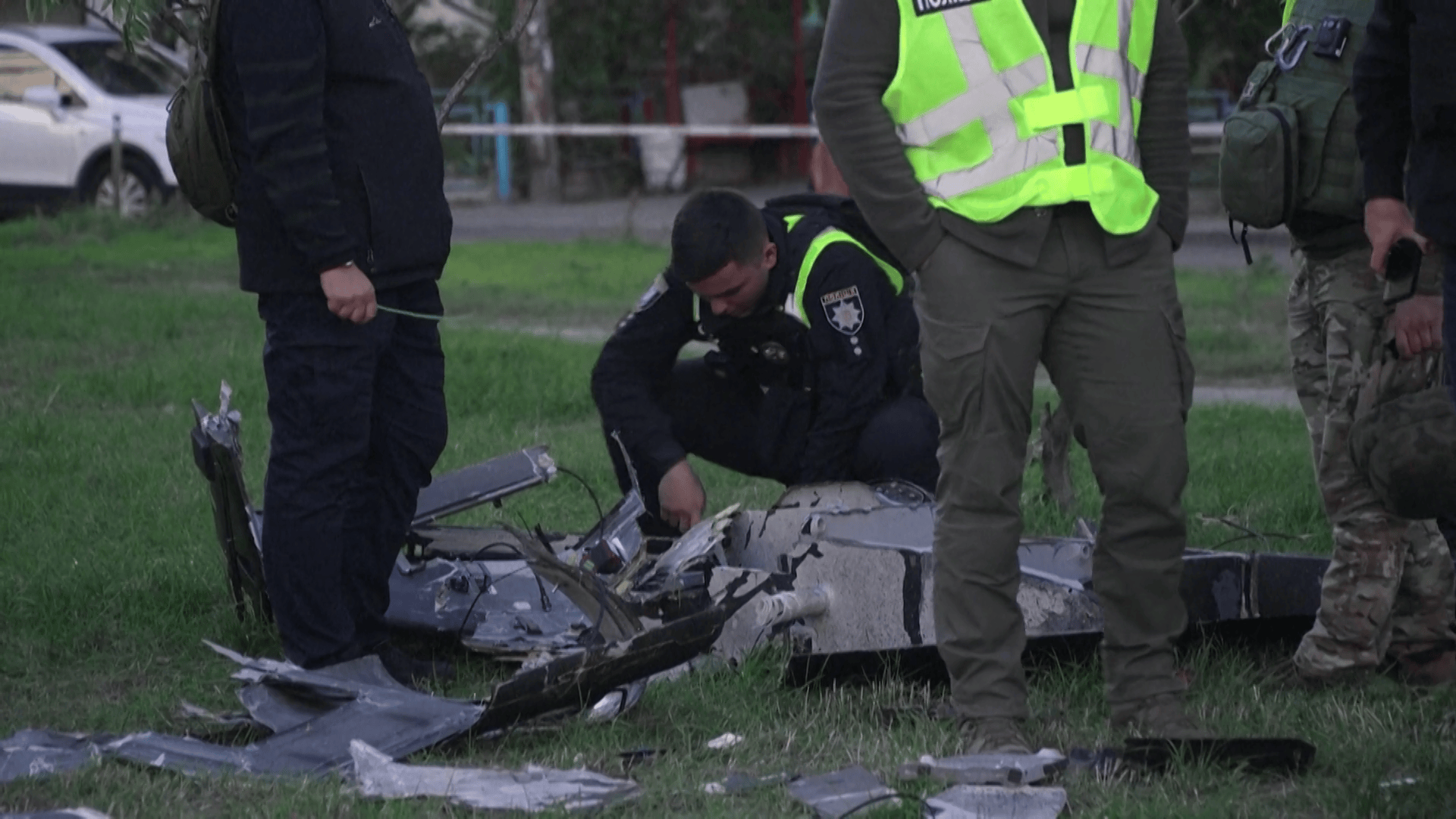 Russian drone crash in Kyiv playground