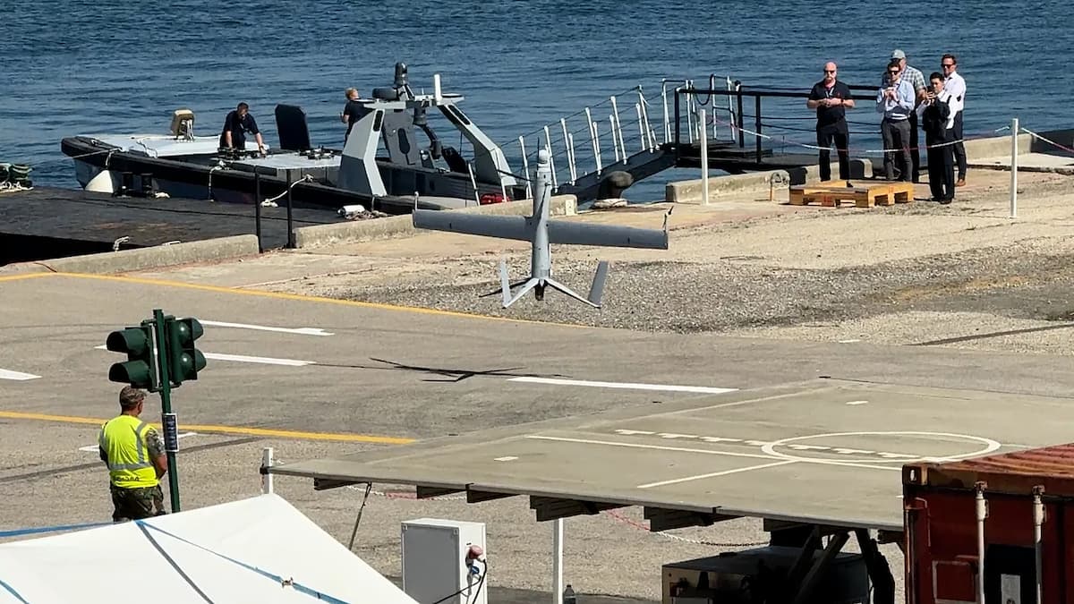 Military drones in exercise