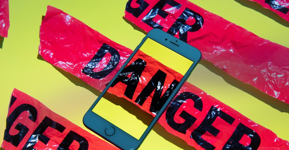 Smartphone with danger tape