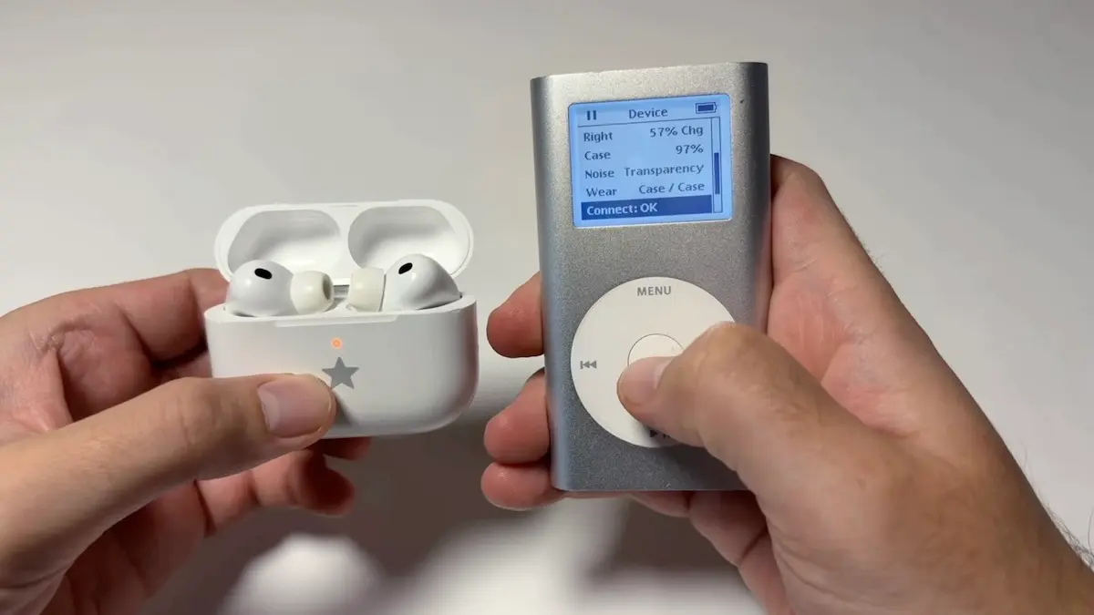 Classic iPod with modern wireless icons