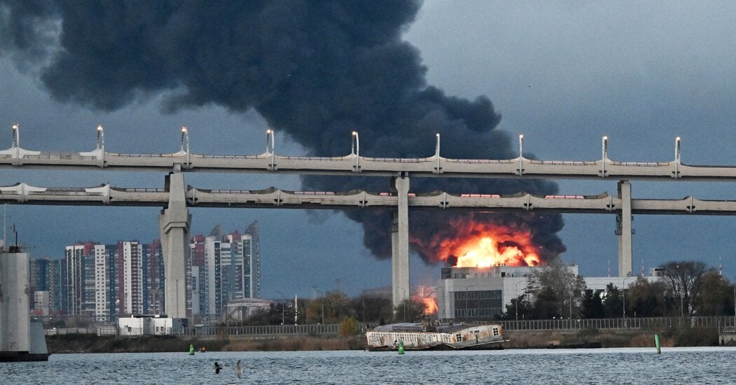 Ukrainian drone attack on Russian oil terminal