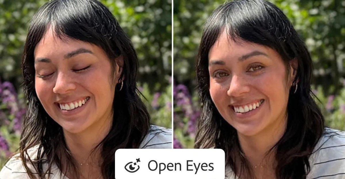 Adobe Lightroom AI fixing closed eyes in photos